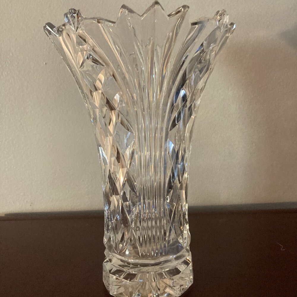Crystal Cut Lead 9" Vase -Heavy